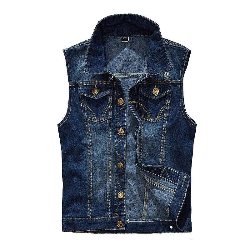 MEN'S DENIM SLEEVELESS JACKET