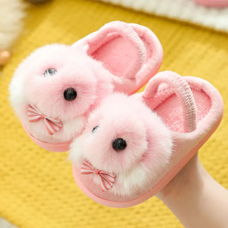 GIRL'S CARTOON RABBIT FLEECE BEDROOM SLIPPERS