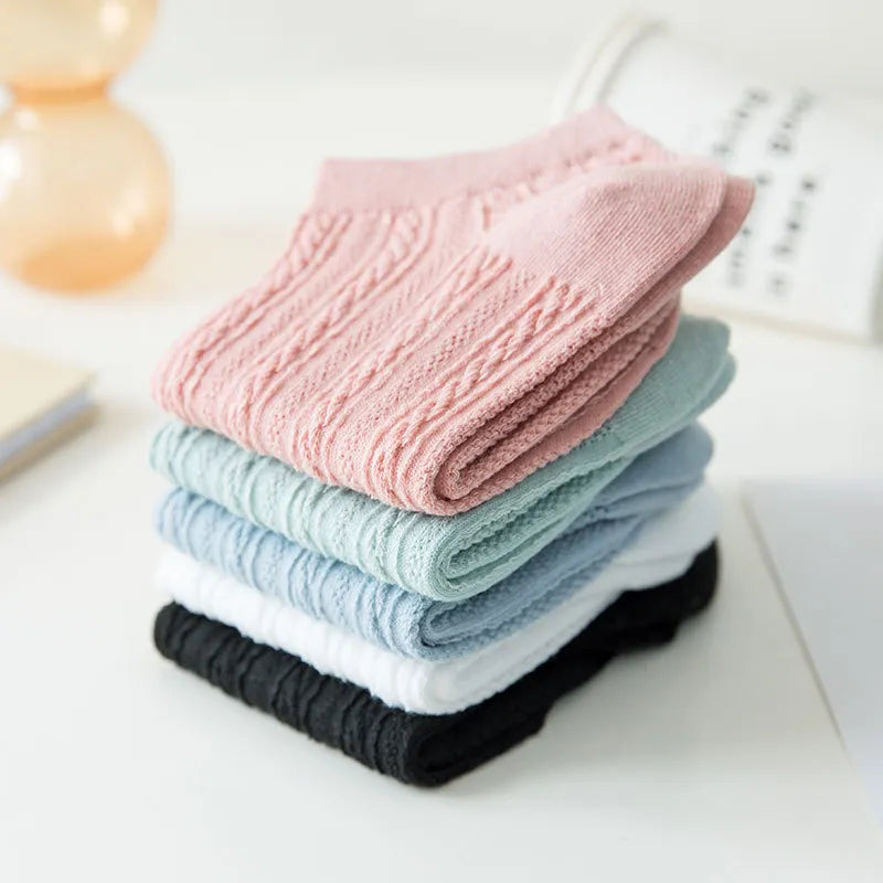 LADIES THIN BREATHABLE TWIST STRIPE SOCKS