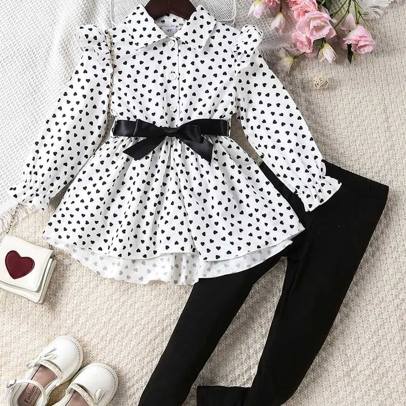 GIRL'S HEART PRINT 2PCS SET