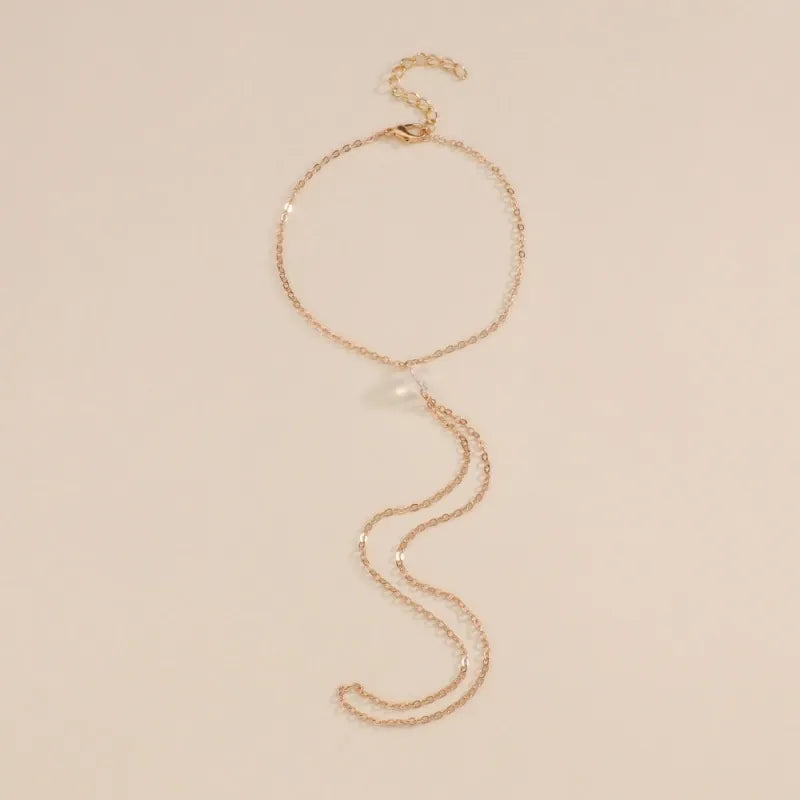 LADIES TRANSPARENT BEAD CONNECT TOE CHAIN ANKLET