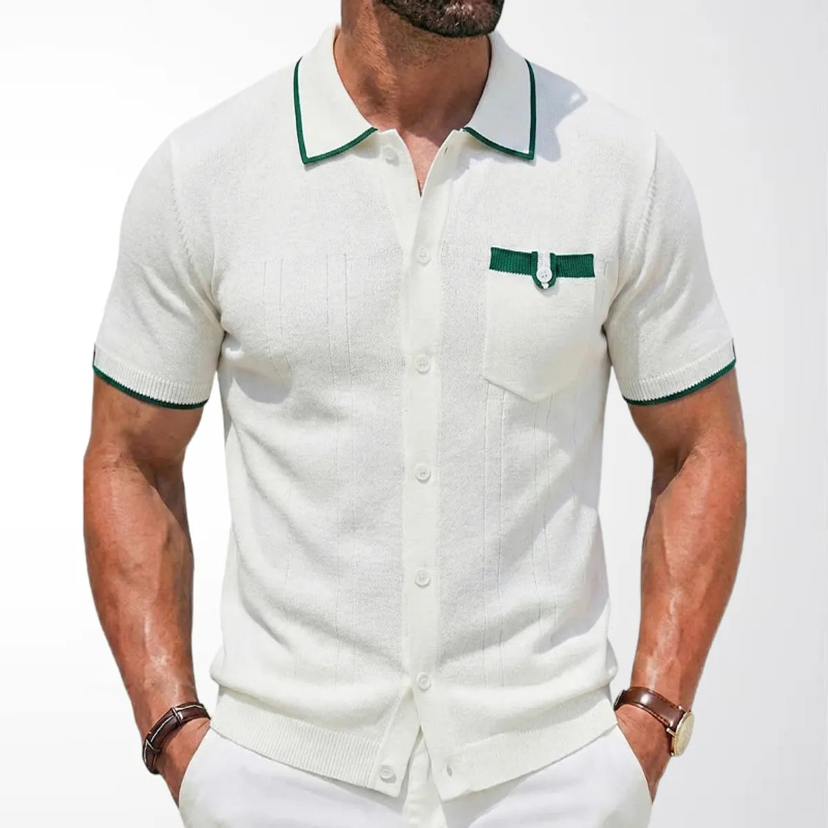 MEN'S CASUAL POCKET LAPEL SHORT-SLEEVE POLO SHIRT