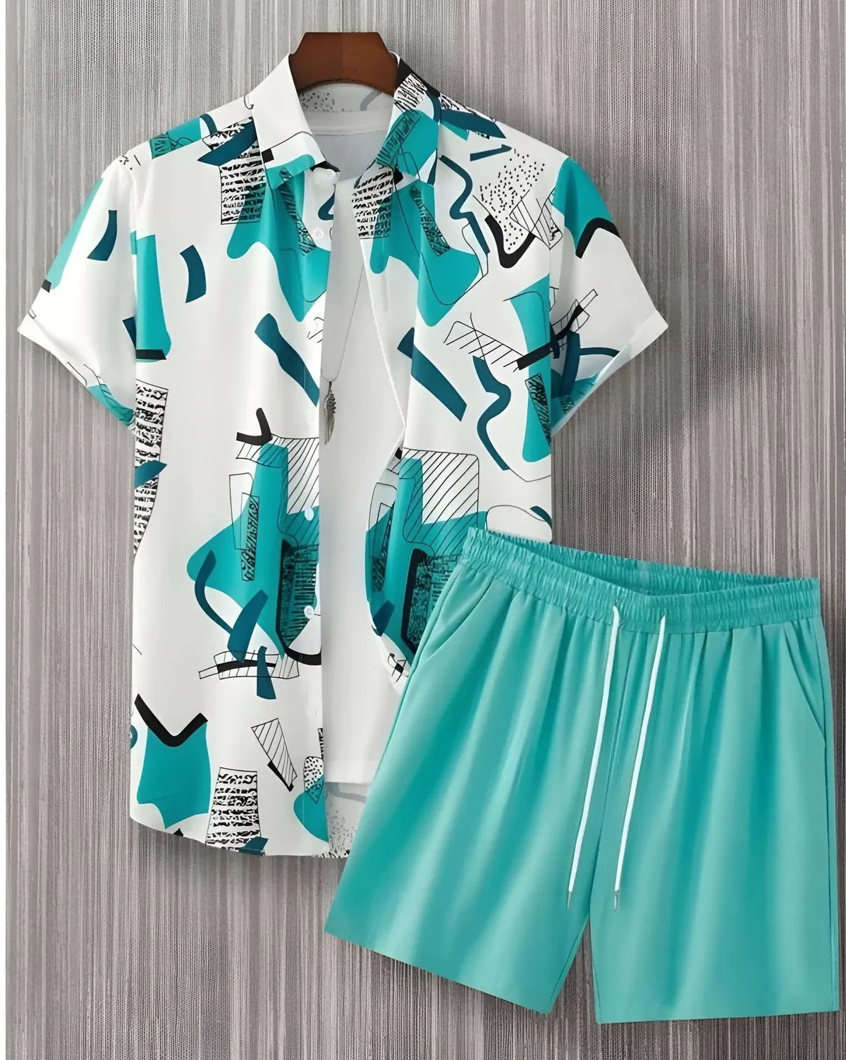 MEN'S CASUAL HAWAIIAN SHORT SLEEVE SHIRT 2PCS SET