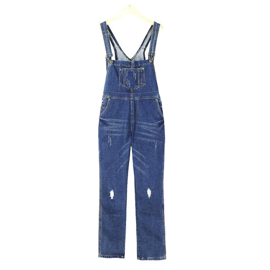 LADIES RIPPED DENIM JUMPSUIT