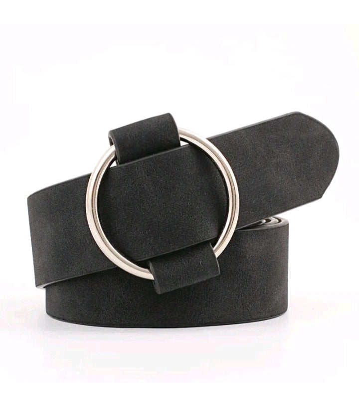 LADIES ROUND BUCKLE PU BELT