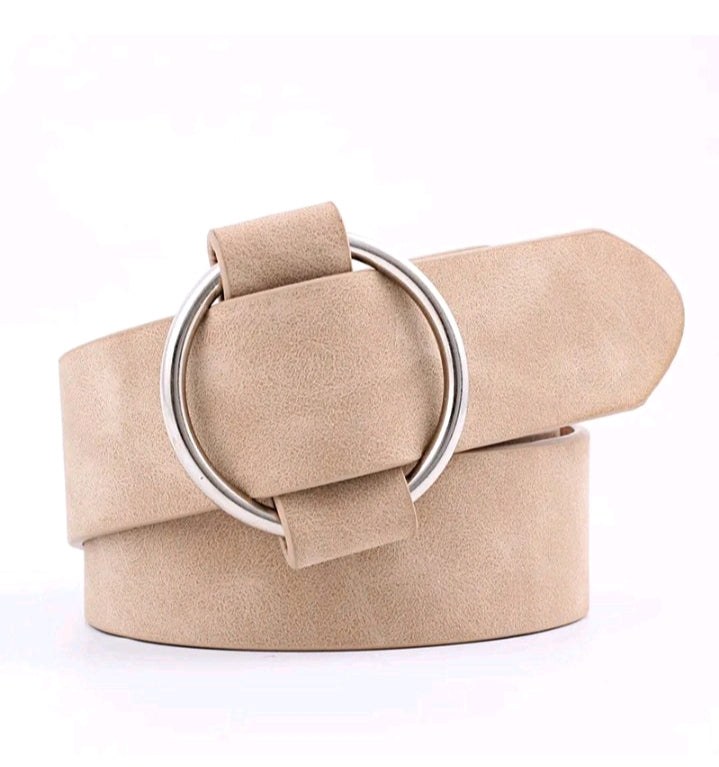 LADIES ROUND BUCKLE PU BELT