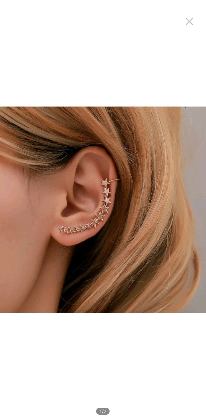 LADIES PENTAGRAM CLIP AND STUD EARRINGS