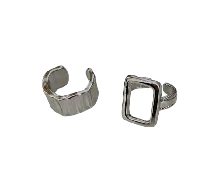 LADIES SILVER IRREGULAR COMBINATION RING