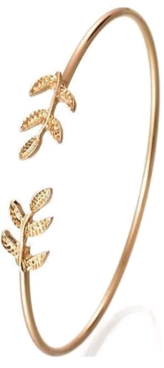 LADIES LEAVES FINE GLOSSY OPEN BANGLE