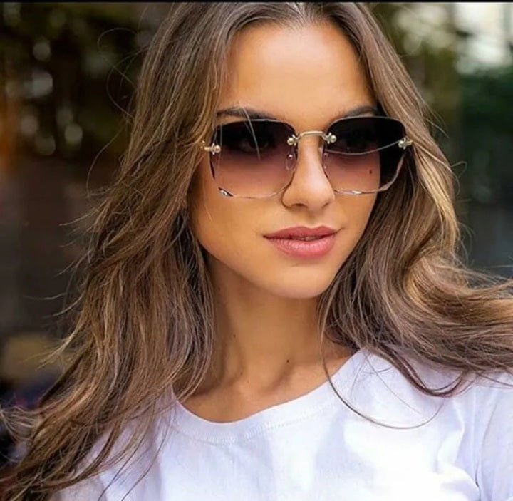 LADIES RIMLESS SQUARE FRAME SUNGLASSES