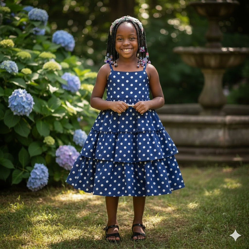 blue polka dot dress