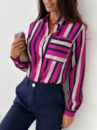 LADIES V-NECK LONG SLEEVE SHIRT BLOUSE