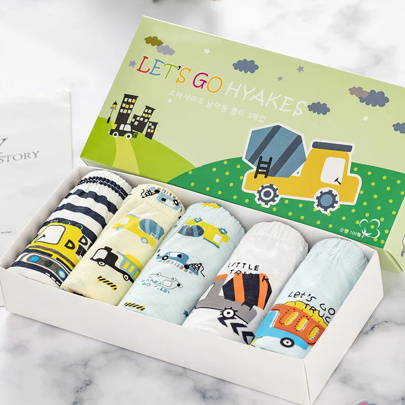 BOY'S 5PCS SET CARTOON COTTON UNDERWEAR