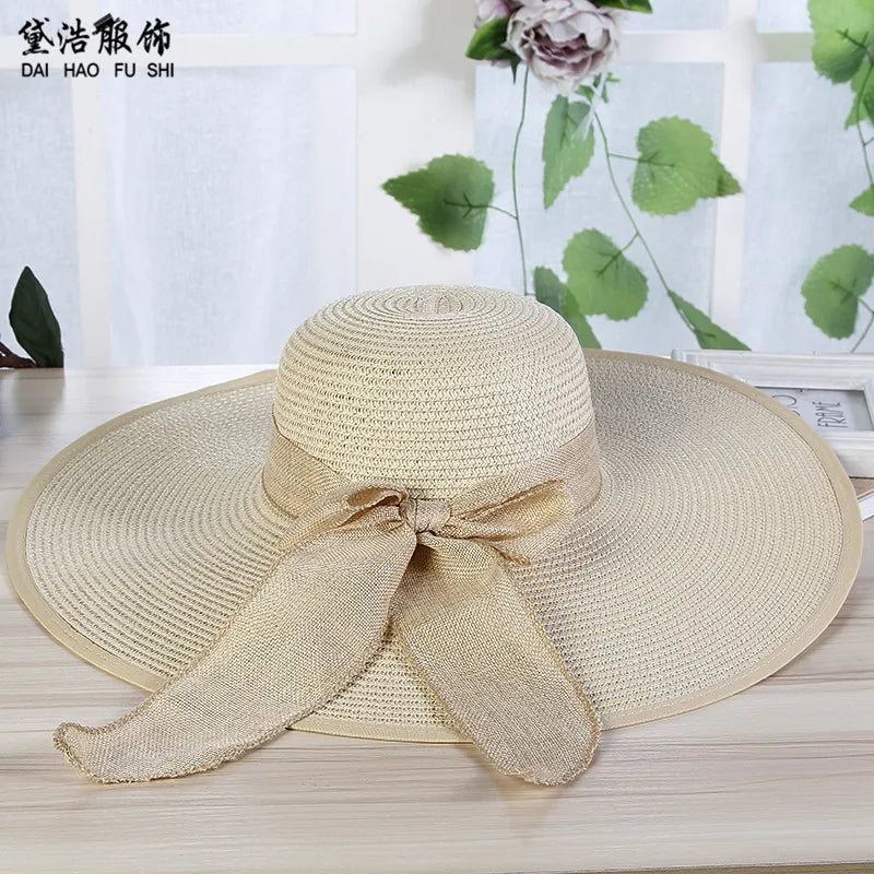 LADIES SUNSHADE KNITTED STRAW WOVEN SUN HAT