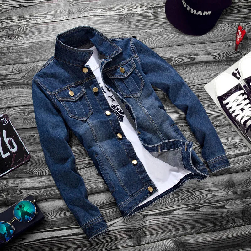 MEN'S LONG SLEEVE MULTI-POCKET DENIM JACKET