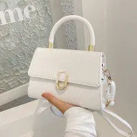LADIES SQUARE CROCODILE PATTERN HANDLE SHOULDER BAG
