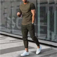 MEN'S SHORT SLEEVE T-SHIRT AND PANTS 2PCS SET