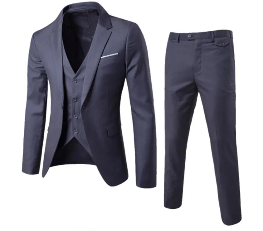 MEN'S GROOM WEDDING 3PCS BLAZER SUITS