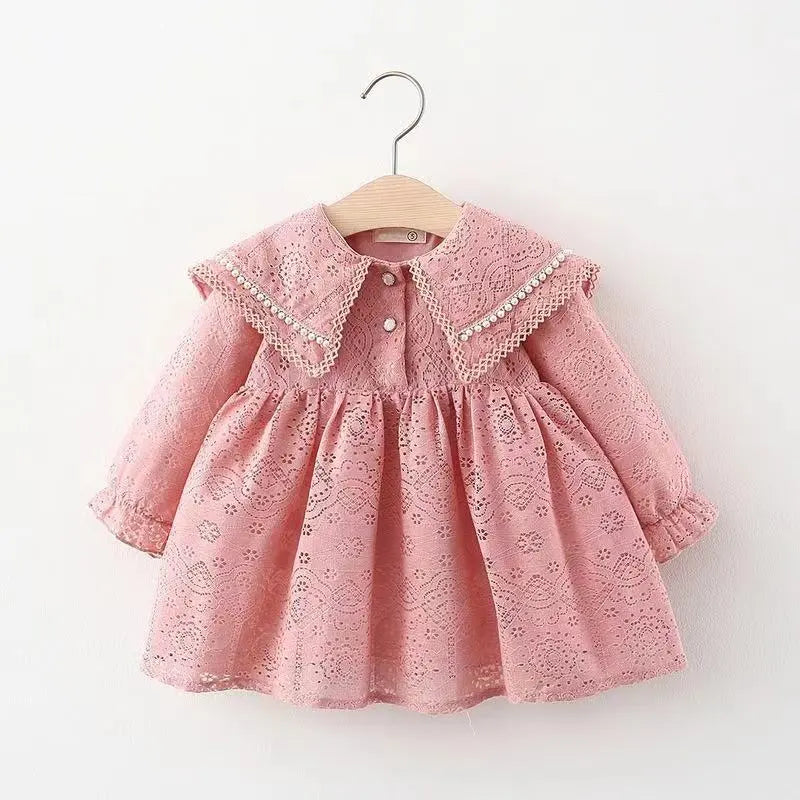 GIRL'S CASUAL TINY FLOWER LONG SLEEVE DRESS