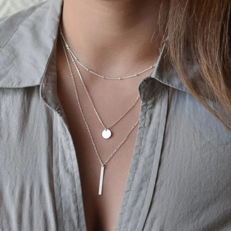 LADIES GEOMETRIC PENDANT ALLOY NECKLACE