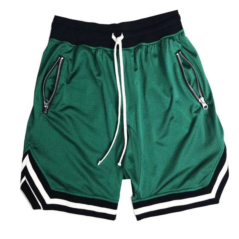 MEN'S POCKET ZIPPER LOOSE MESH SHORTS