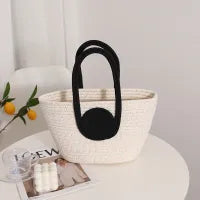 LADIES HOLIDAY BEACH COTTON WOVEN STRAW HANDBAG