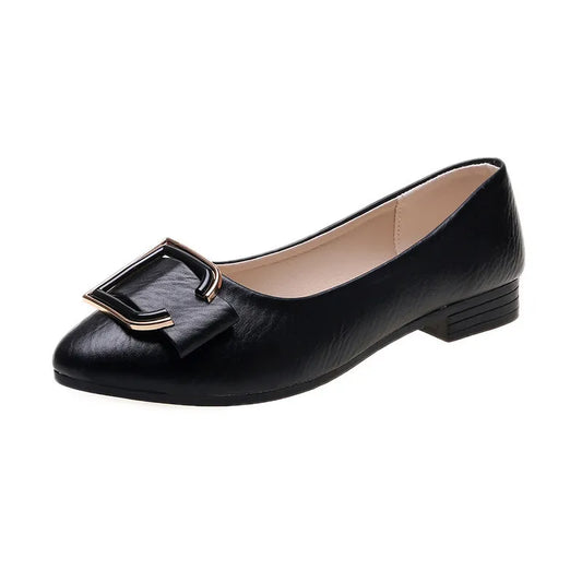 LADIES POINTED TOE PU SLIP-ON LOAFERS