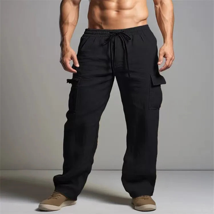 MEN'S PLUS SIZE LINEN CARGO PANTS
