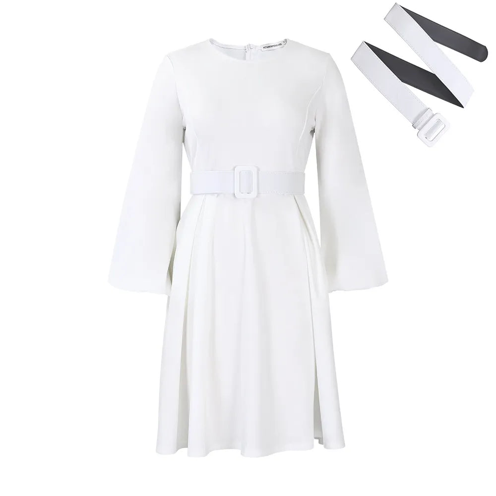 LADIES ROUND NECK LONG SLEEVE SWING DRESS