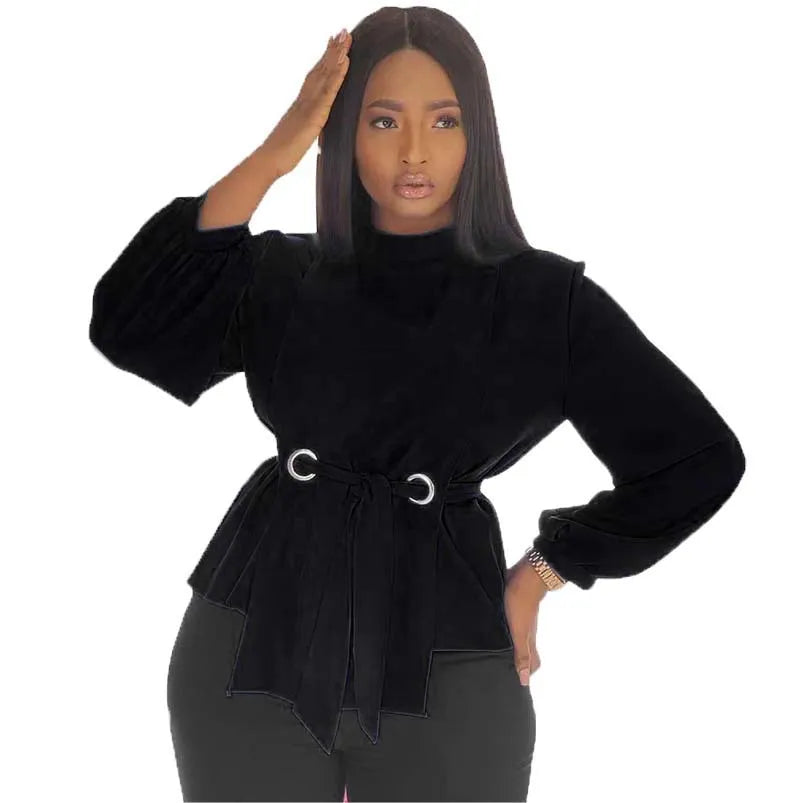 LADIES LACE UP LONG SLEEVE SHIRT