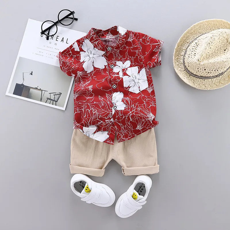 BOY'S FLORAL PRINTED 2PCS SET