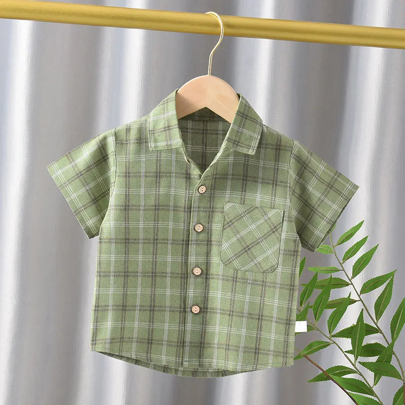 BOY'S SHORT SLEEVE PLAID SHIRT
