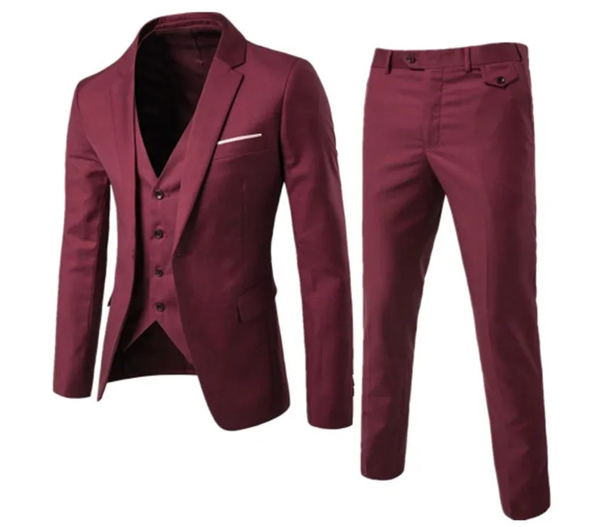 MEN'S GROOM WEDDING 3PCS BLAZER SUITS