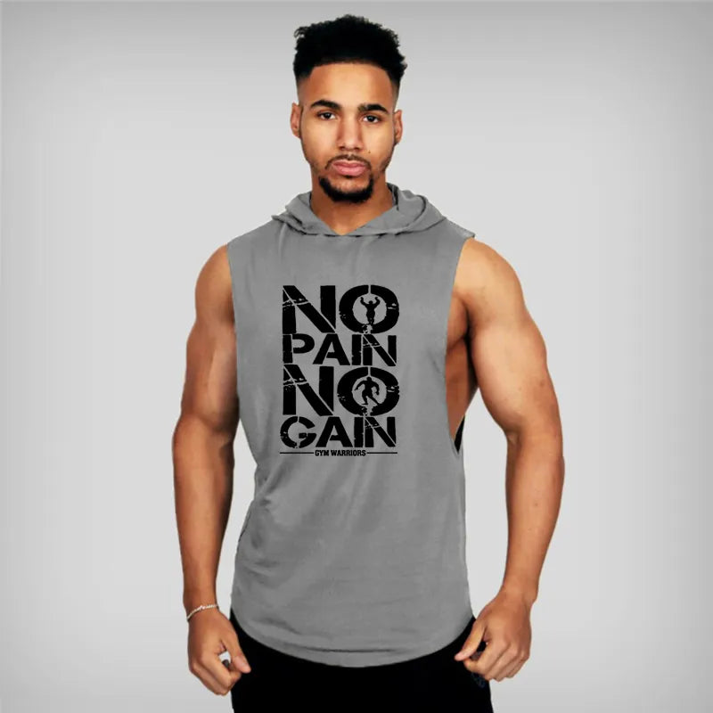 MEN'S BODYBUILDING HOODED COTTON TANK TOP