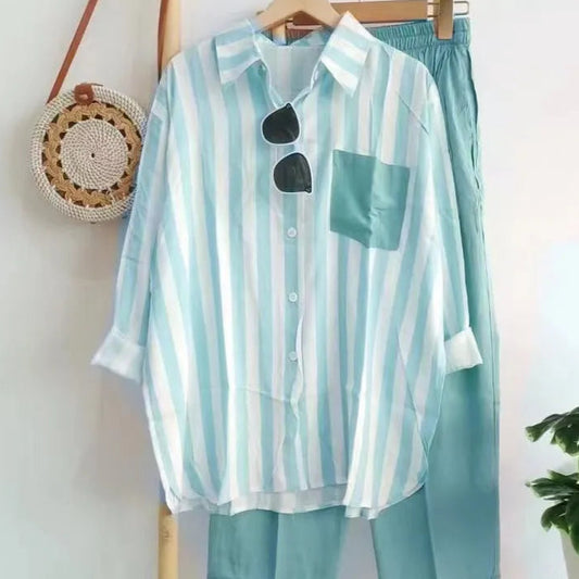 LADIES LONG SLEEVE SHIRT AND PANTS 2PCS SET