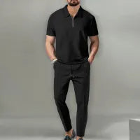 MEN'S SHORT SLEEVE SHIRT AND TROUSERS 2PCS SET
