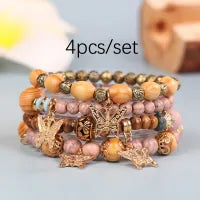 LADIES BEADED BUTTERFLY MULTILAYER BRACELET