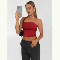LADIES FASHION SLIM-FIT TUBE CROP TOP