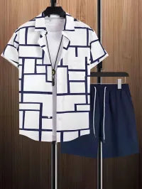 MEN'S SHORT SLEEVE SHIRT AND SHORTS 2PCS SET