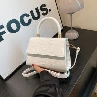LADIES SQUARE CROCODILE PATTERN HANDLE SHOULDER BAG