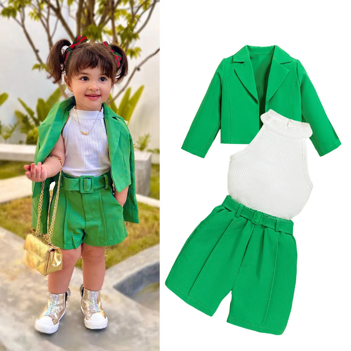 GIRL'S SOLID 3PCS SET