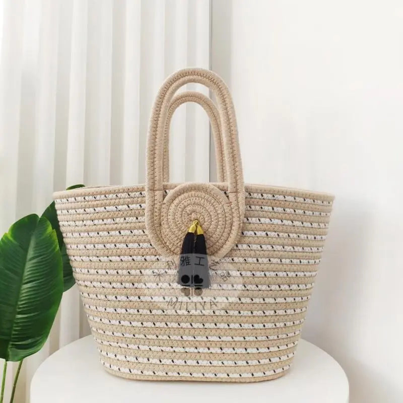 LADIES STRAW WOVEN TOTE BAG