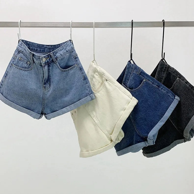 LADIES HIGH WAIST DENIM SHORTS