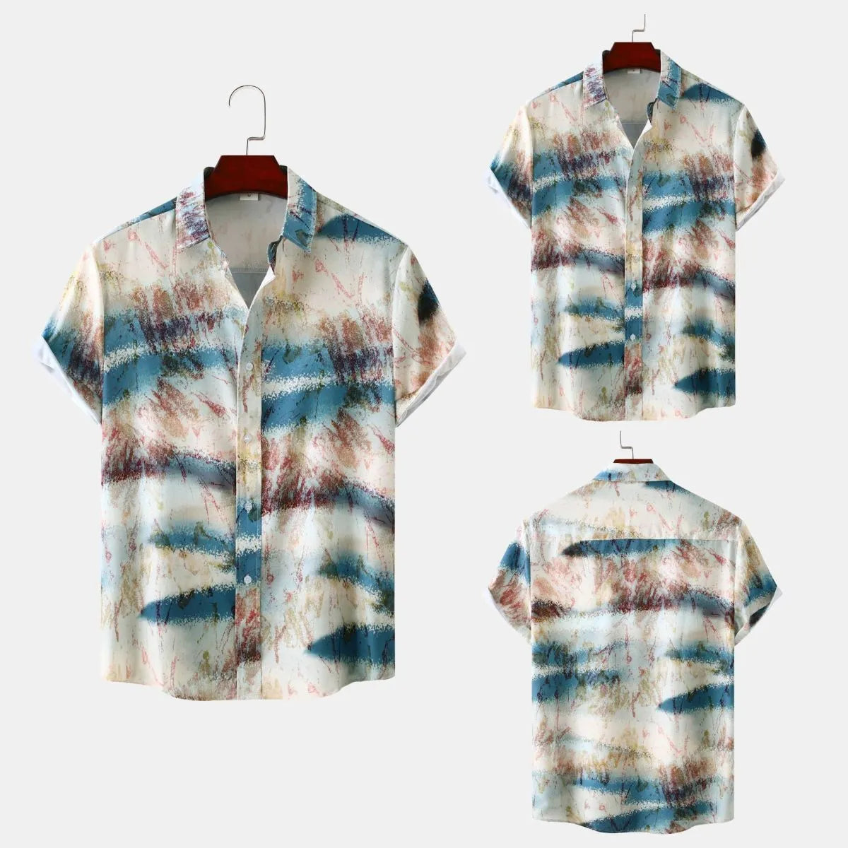 MEN'S TIE-DYE PRINT SHORT SLEEVE SHIRT