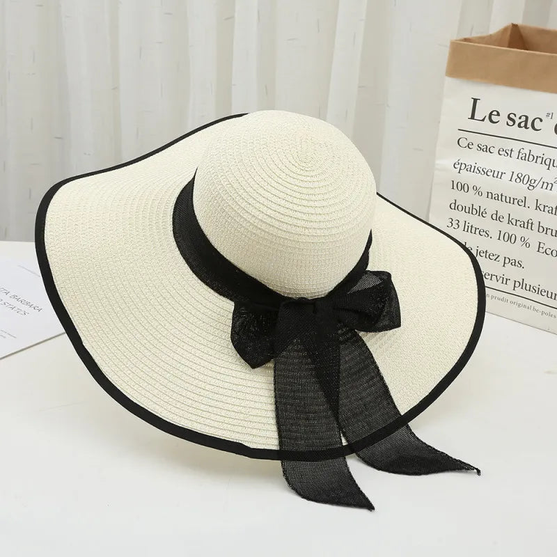 LADIES SUNSHADE KNITTED STRAW WOVEN SUN HAT