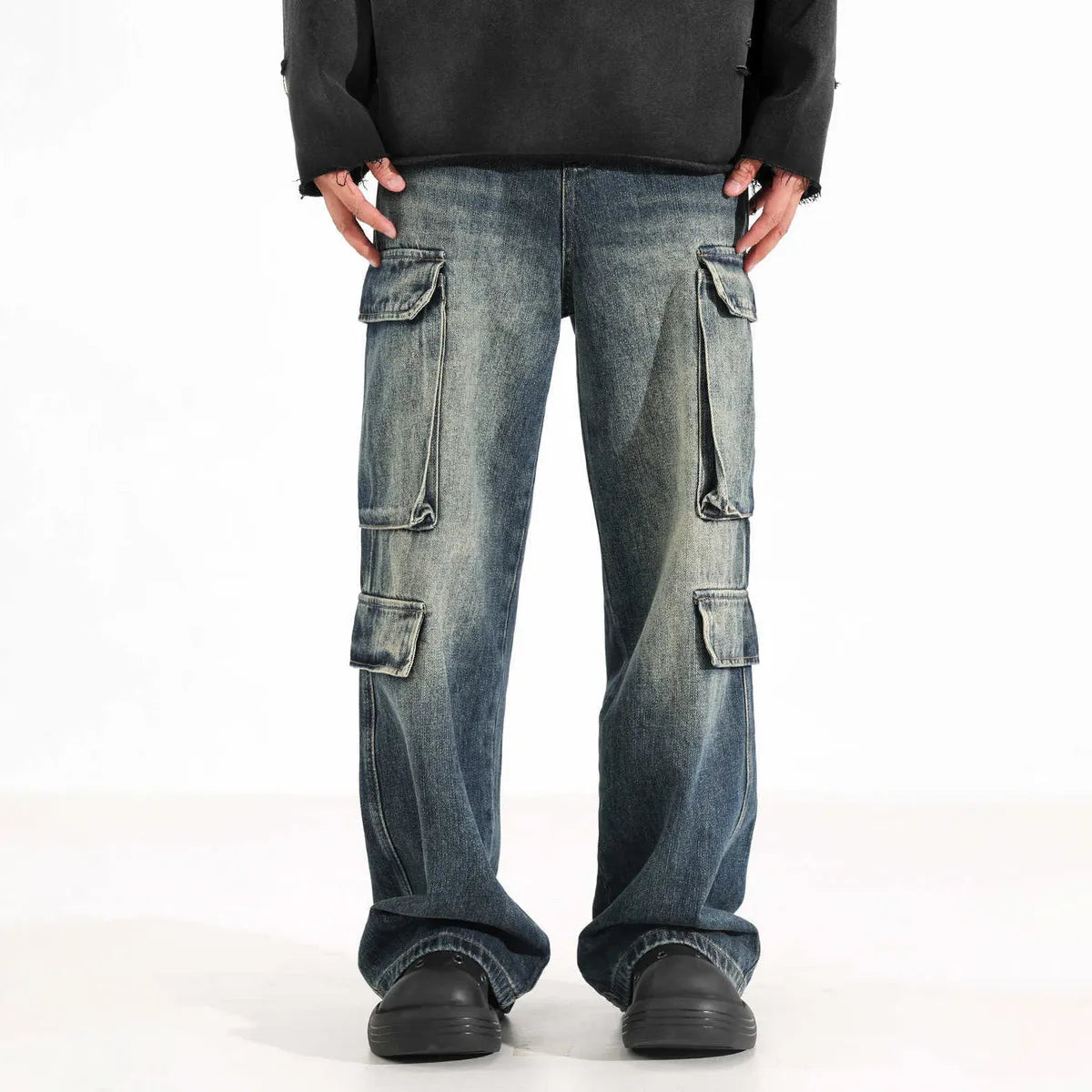 UNISEX MULTI-POCKET LOOSE CARGO JEANS