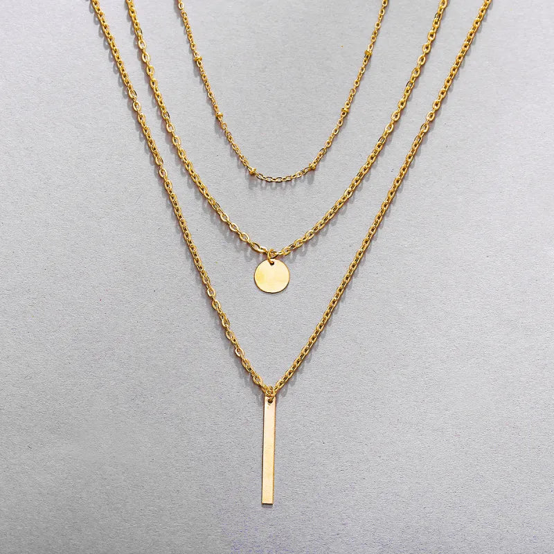 LADIES GEOMETRIC PENDANT ALLOY NECKLACE