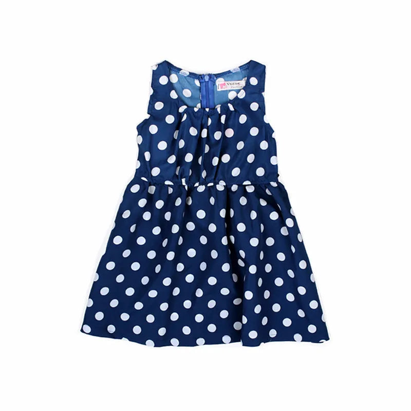 GIRL'S SLEEVELESS POLKA DOT TIE BOW DRESS