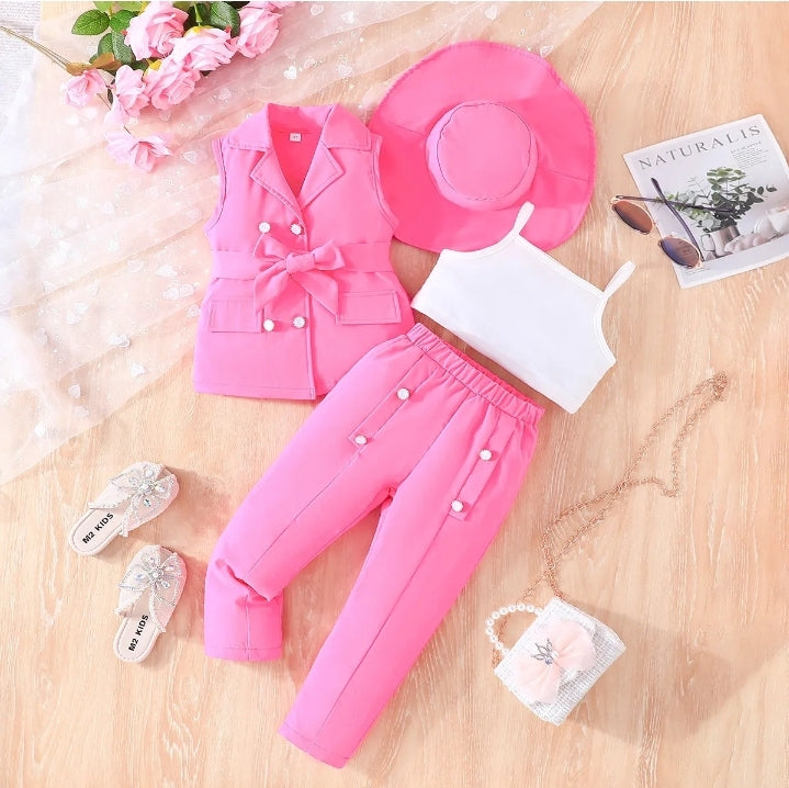 GIRL'S JACKET, TOP, PANTS AND HAT 4PCS SET