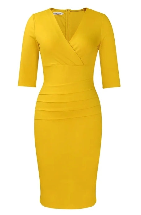 LADIES PLUS SIZE V-NECK DRESS